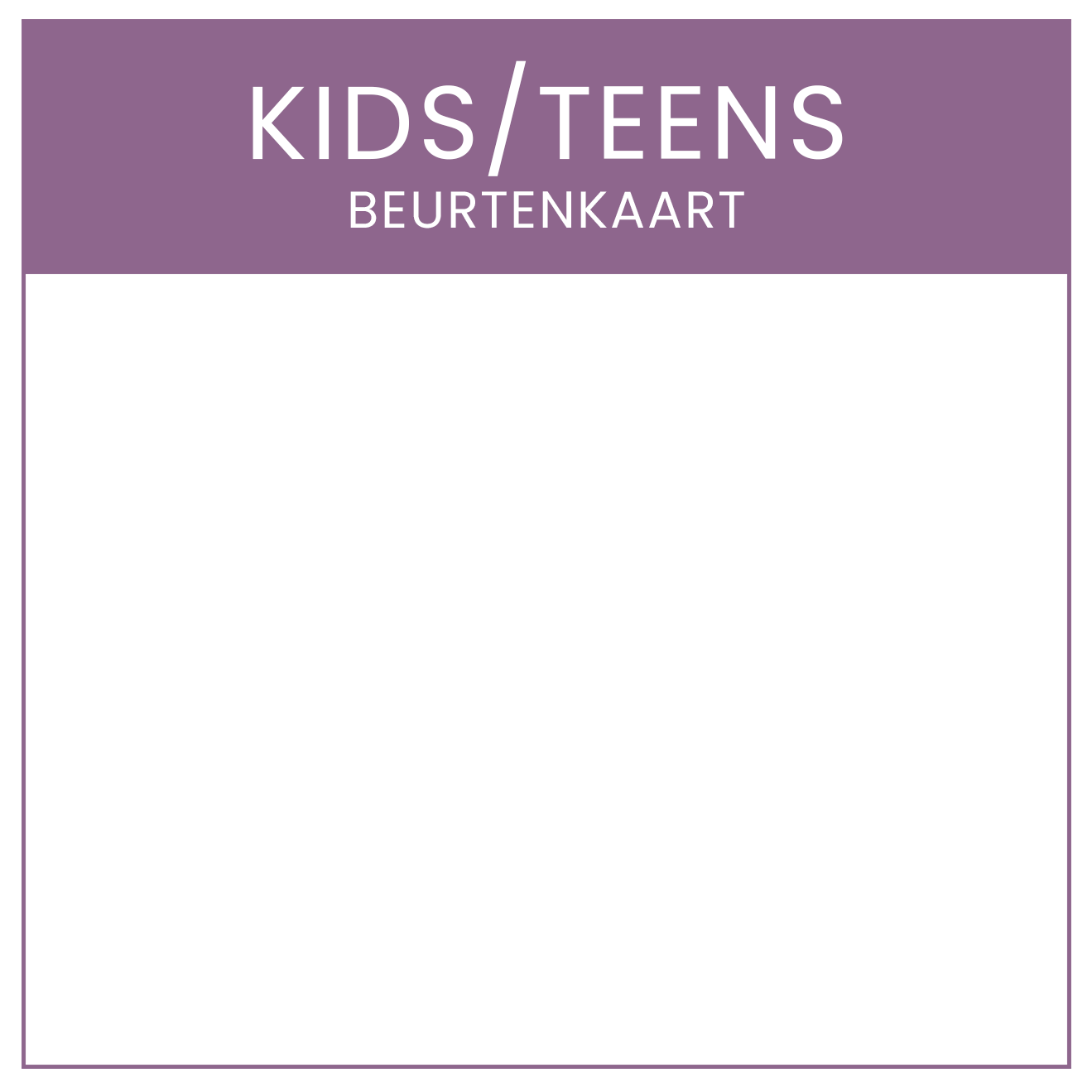 BEURTENKAART KIDS/TEENS